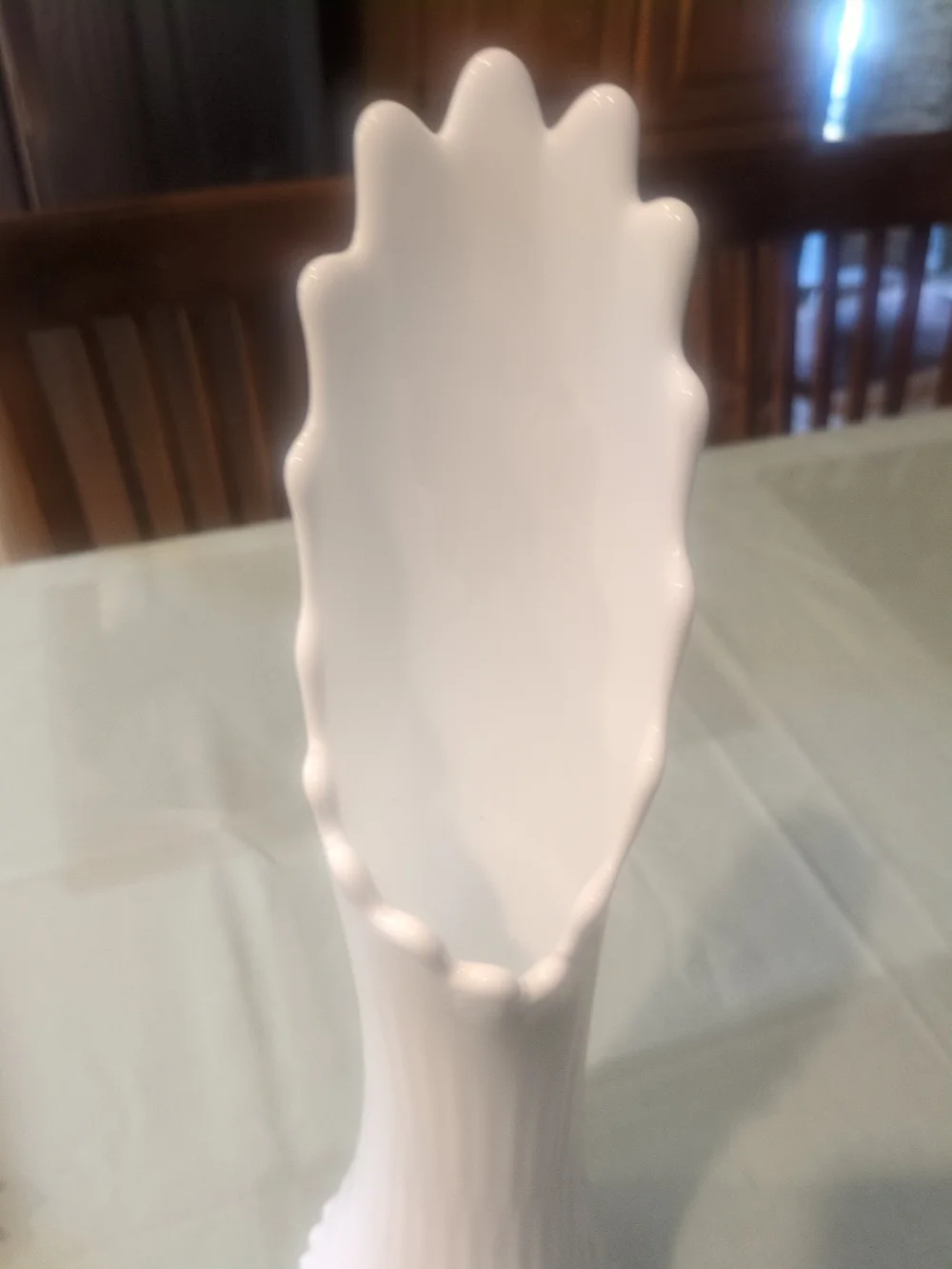 Vintage Fenton hobnail milk glass swung vase. 18